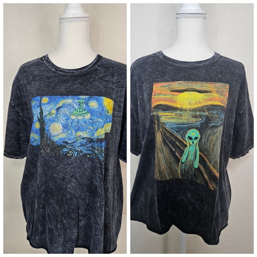 Bundle 2 items Fifth Sun "The Scream" Alien Graphic Tee t-short cropped oversize